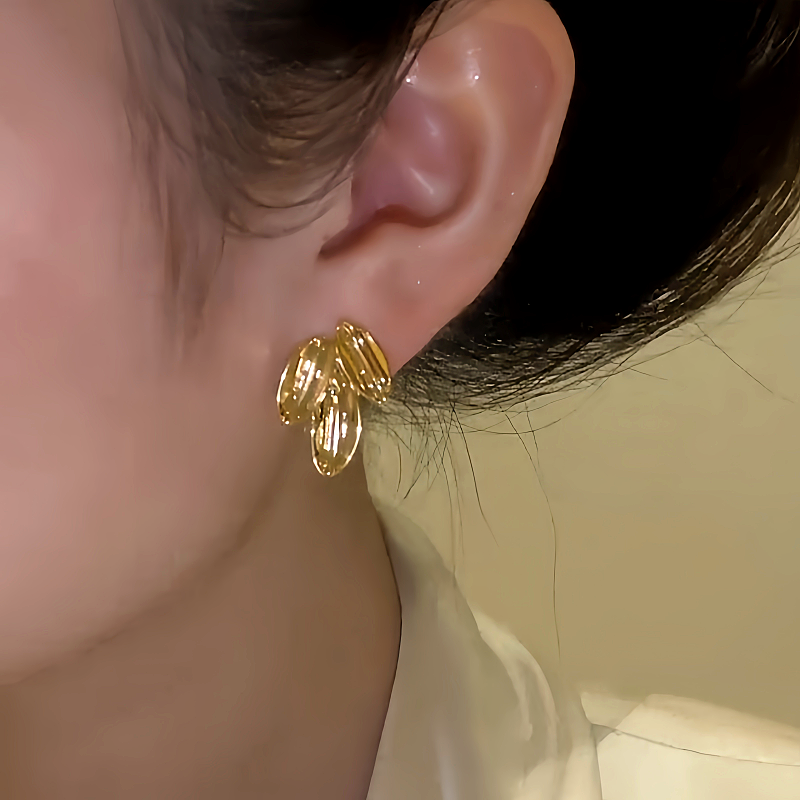 14K Gold-Plated Elegant Leaf Stud Earrings