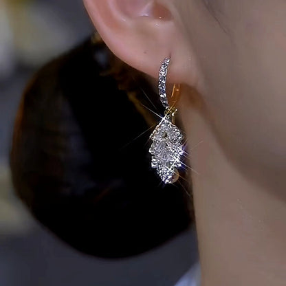 14K Gold-Plated Elegant Leaf Tassel Earrings