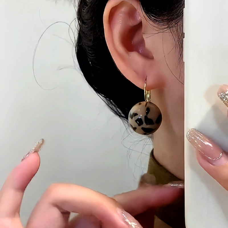 14K Gold-Plated Elegant Leopard Print Ball Earrings