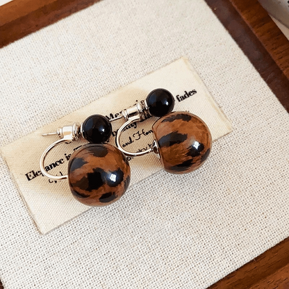 14K Gold-Plated Elegant Leopard Print Bead Earrings