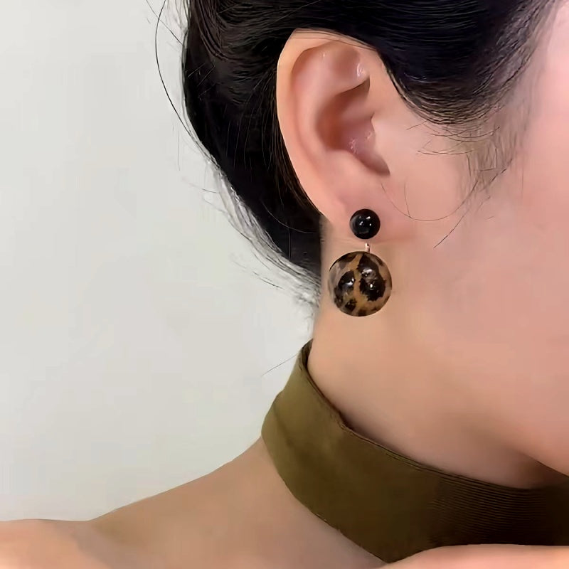 14K Gold-Plated Elegant Leopard Print Bead Earrings