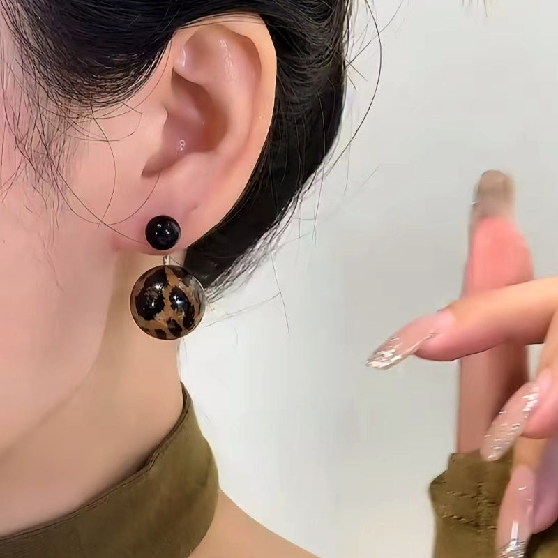 14K Gold-Plated Elegant Leopard Print Bead Earrings