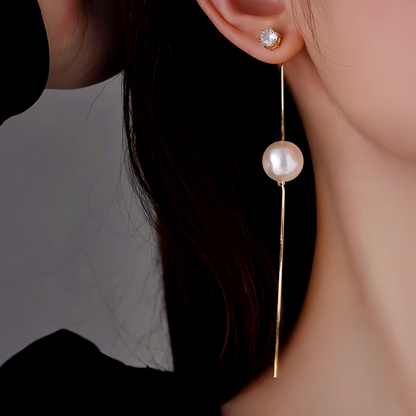 14K Gold-Plated Elegant Long Pearl Tassel Earrings