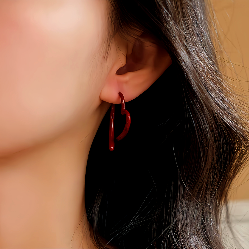 14K Gold-Plated Elegant Oil Drop Heart Earrings