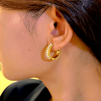 14K Gold-Plated Elegant Pearl Hoop Earrings