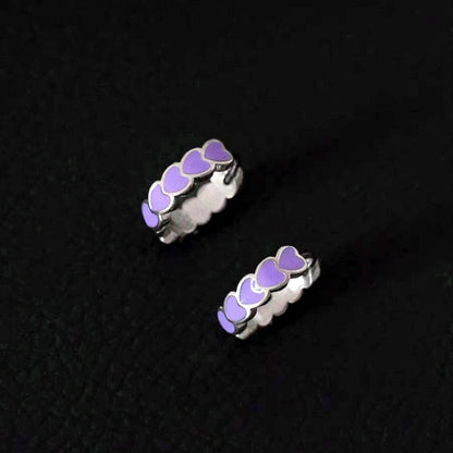 14K Gold-Plated Elegant Purple Heart Hoop Earrings