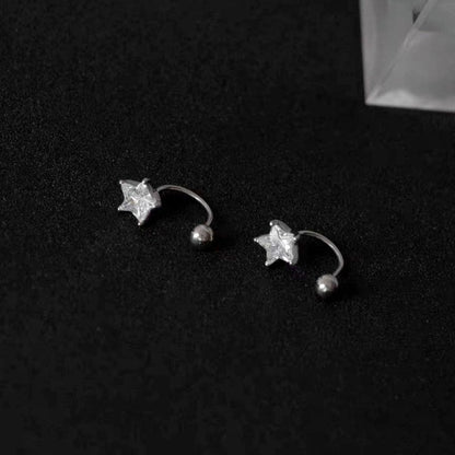 14K Gold-Plated Elegant Screw Zircon Star Earrings