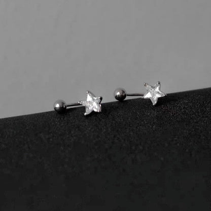 14K Gold-Plated Elegant Screw Zircon Star Earrings