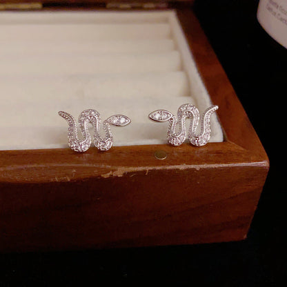 14K Gold-Plated Elegant Snake Stud Earrings