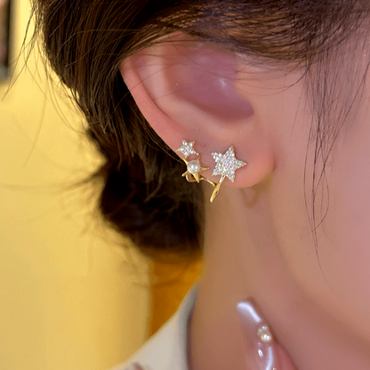 14K Gold-Plated Elegant Star Pearl Studs