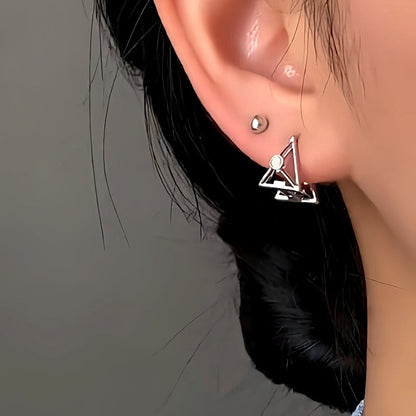 14K Gold-Plated Elegant Three-Dimensional Triangle Earrings