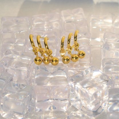 14K Gold-Plated Elegant Three-Layer Water Drop Earrings