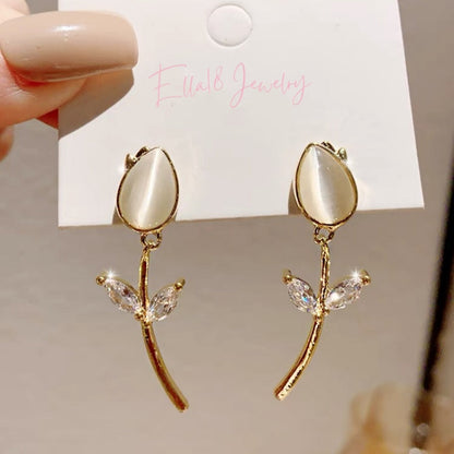 14K Gold-Plated Elegant Tulip Earrings