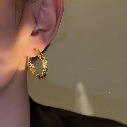 14K Gold-Plated Elegant Twisted Hoop Earrings