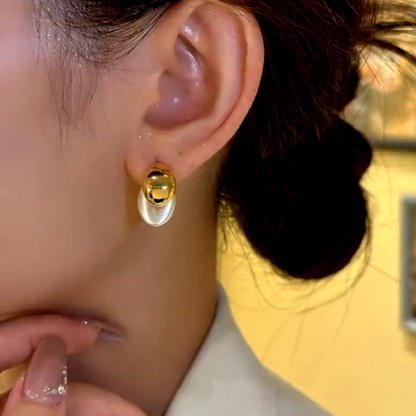 14K Gold-Plated Elegant Two-Piece Water Drop Earrings