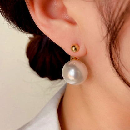 14K Gold-Plated Elegant Two Wear Pearl Earrings