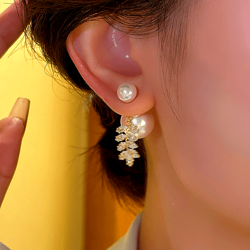 14K Gold-Plated Elegant Wheat Ear Pearl Earrings
