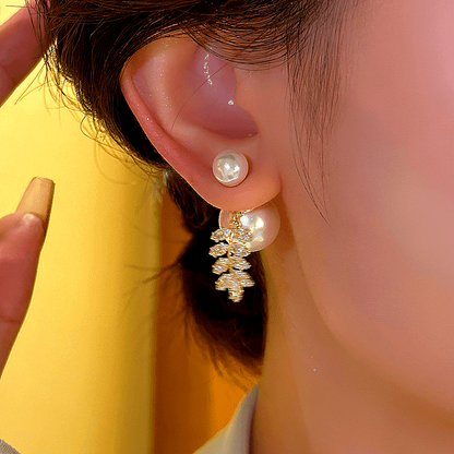 14K Gold-Plated Elegant Wheat Ear Pearl Earrings