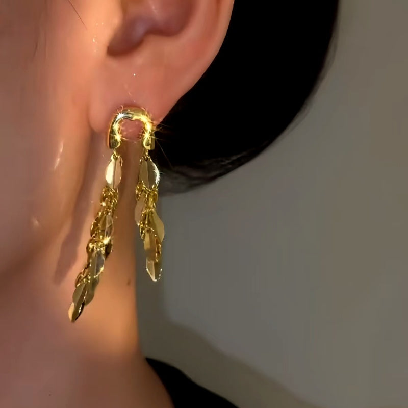 14K Gold-Plated Elegant Wheat Tassel Earrings
