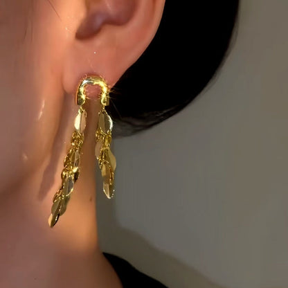 14K Gold-Plated Elegant Wheat Tassel Earrings