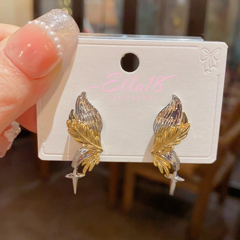 14K Gold-Plated Elegant Wing Earrings