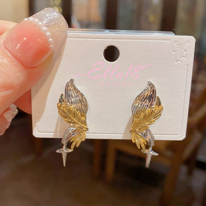 14K Gold-Plated Elegant Wing Earrings