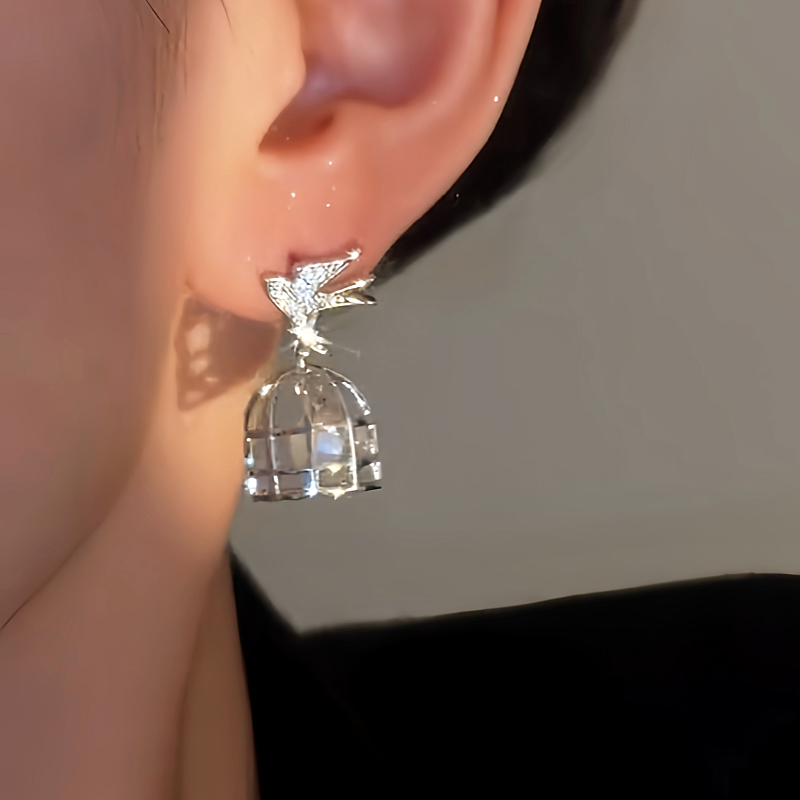 14K Gold-Plated Elegant Zircon Birdcage Earrings