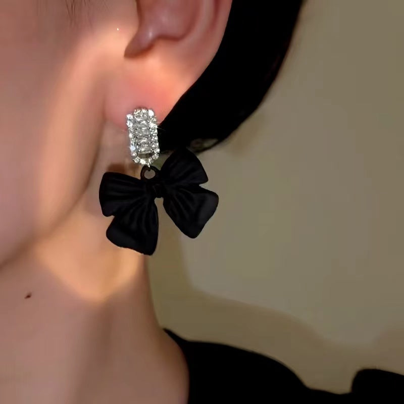 14K Gold-Plated Elegant Zircon Bow Earrings