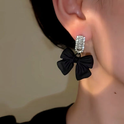 14K Gold-Plated Elegant Zircon Bow Earrings