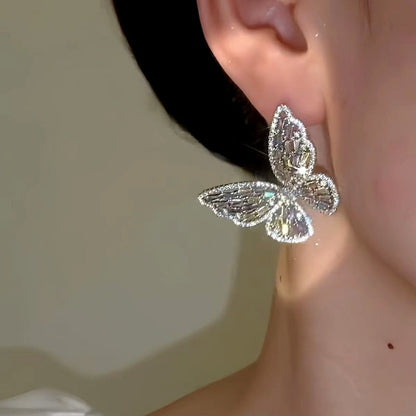 14K Gold-Plated Elegant Zircon Butterfly Earrings