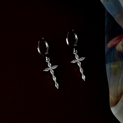 14K Gold-Plated Elegant Zircon Cross Earrings