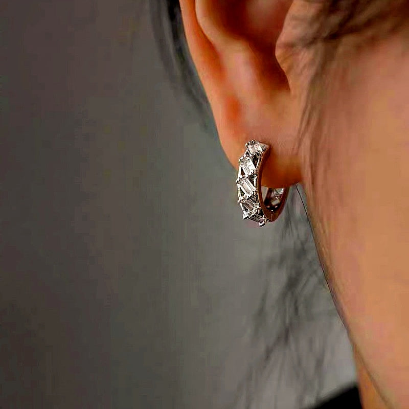 14K Gold-Plated Elegant Zircon Diamond Hoop Earrings