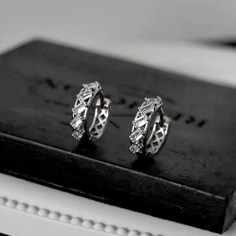 14K Gold-Plated Elegant Zircon Diamond Hoop Earrings