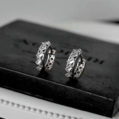 14K Gold-Plated Elegant Zircon Diamond Hoop Earrings