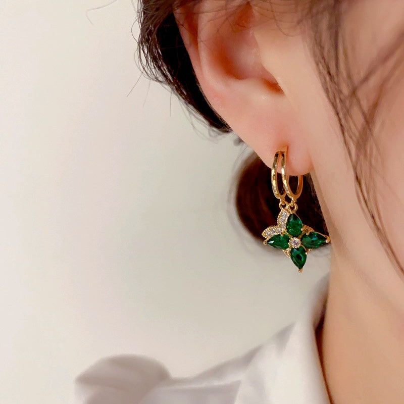 14K Gold-Plated Elegant Zircon Diamond Star Earrings