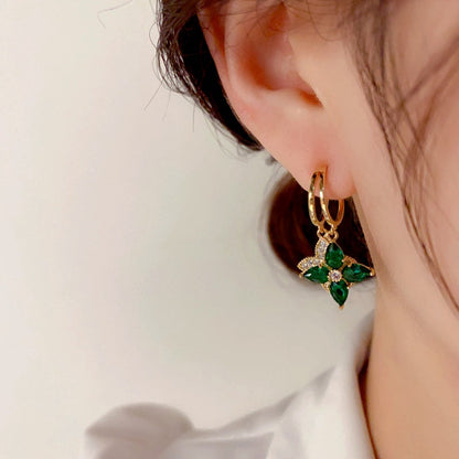 14K Gold-Plated Elegant Zircon Diamond Star Earrings
