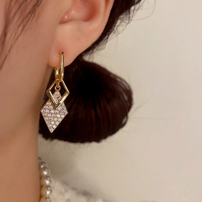 14K Gold-Plated Elegant Zircon Diamond Tassel Earrings