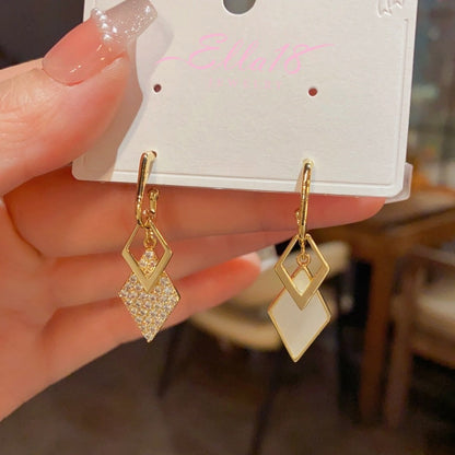 14K Gold-Plated Elegant Zircon Diamond Tassel Earrings