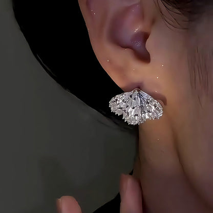 14K Gold-Plated Elegant Zircon Double-Layer Wing Earrings