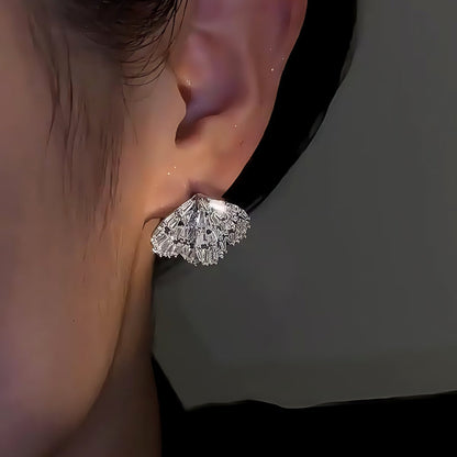 14K Gold-Plated Elegant Zircon Double-Layer Wing Earrings