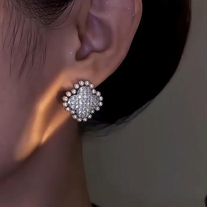 14K Gold-Plated Elegant Zircon Flower Pearl Earrings