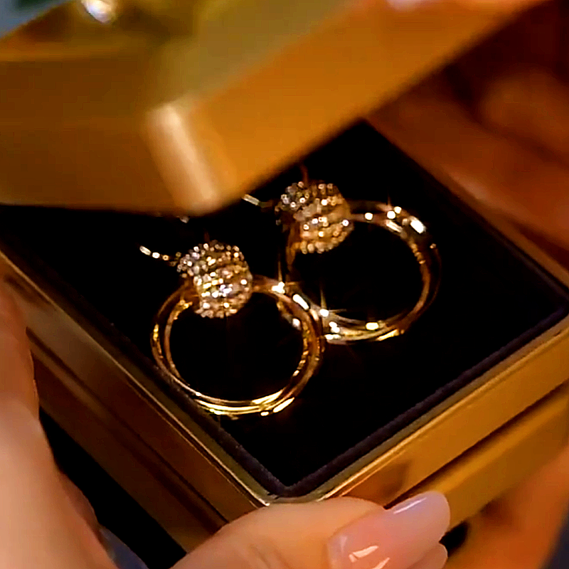 14K Gold-Plated Elegant Zircon Geometric Hoop Earrings