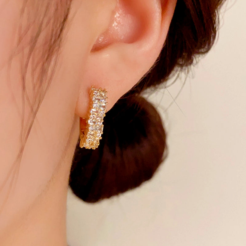 14K Gold-Plated Elegant Zircon Heart-Design Earrings
