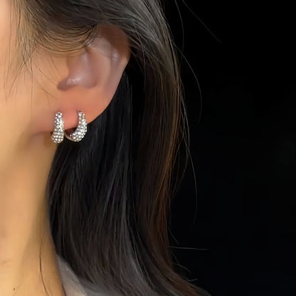 14K Gold-Plated Elegant Zircon Hoop Earrings