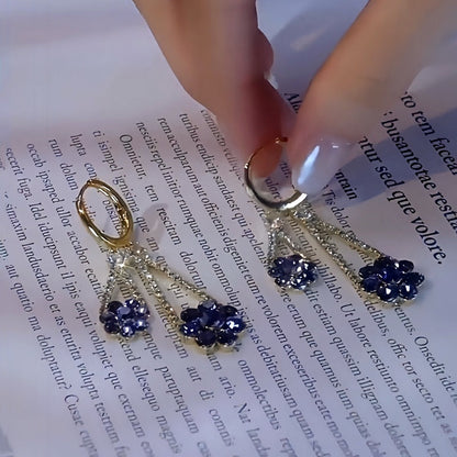 14K Gold-Plated Elegant Zircon Purple Flower Earrings