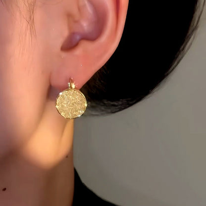 14K Gold-Plated Elegant Zircon Round Earrings