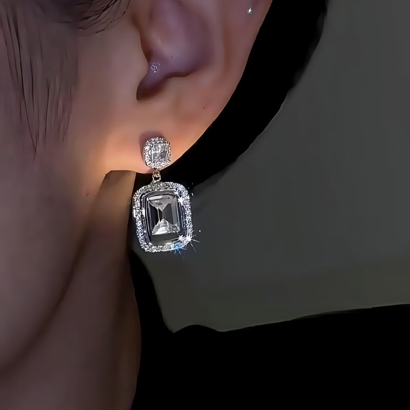14K Gold-Plated Elegant Zircon Square Diamond Earrings