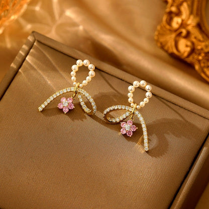 14K Gold-Plated Elegant Zircon Star Irregular Pearl Earrings