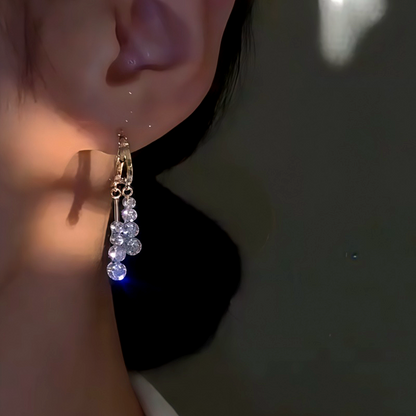 14K Gold-Plated Elegant Zircon Tassel Earrings