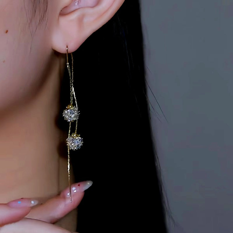 14K Gold-Plated Elegant Zircon Threader Earrings